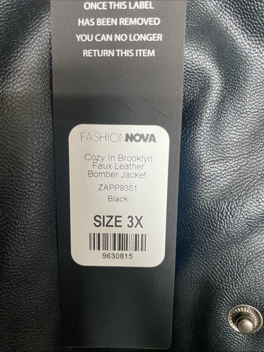 NWT Fashion Nova Black Varsity Faux Leather Jacket with Gold Trim - Picture 2 of 14